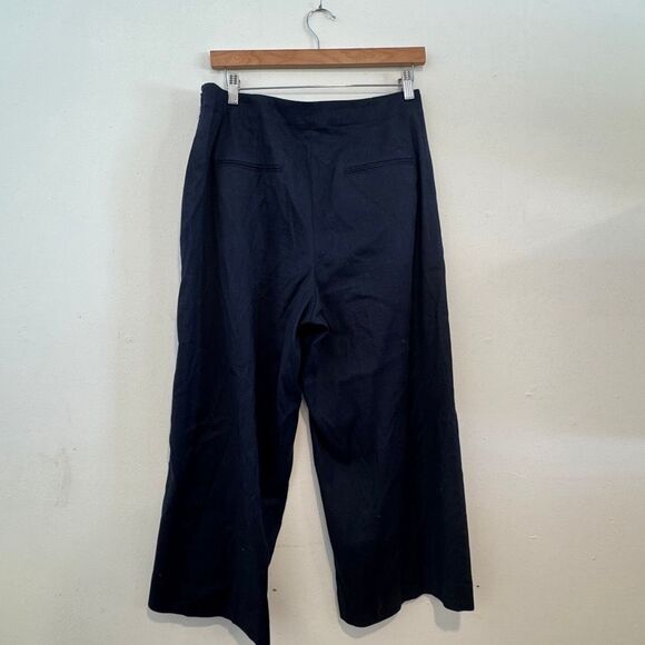 Ann Taylor Wide Leg High Rise Crop Pants Size 10 Linen Blend Blue Nautical - Picture 3 of 3